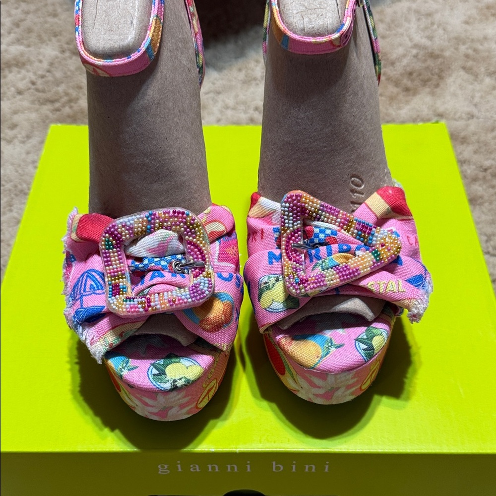 Gianni Bini Pink Multicolor Platform Shoes - Picture 3 of 7